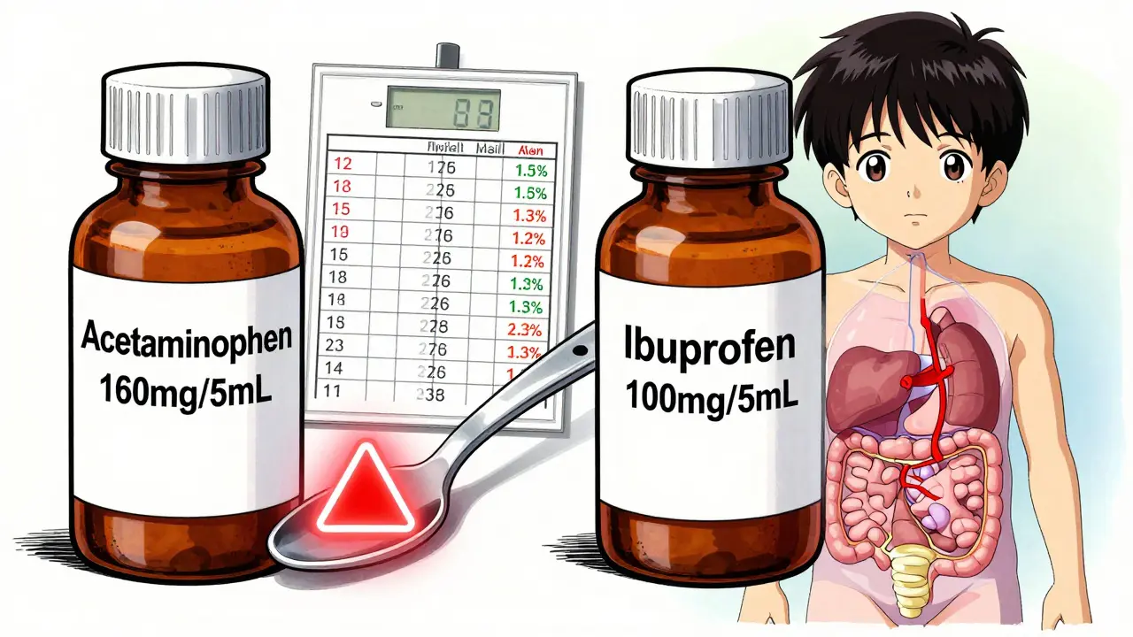 Two medicine bottles compared with warning highlights and weight chart